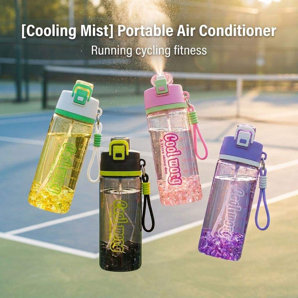 Sports Spray Water Bottle with One-Click Pop-Up Cover & Straw – 750ml (Pink, Black, Purple, White)